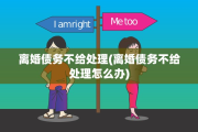 离婚债务不给处理(离婚债务不给处理怎么办)