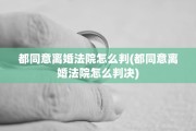 都同意离婚法院怎么判(都同意离婚法院怎么判决)