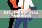 和老公合不来该离婚嘛(和老公合不来该离婚嘛知乎)