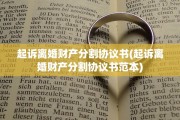 起诉离婚财产分割协议书(起诉离婚财产分割协议书范本)