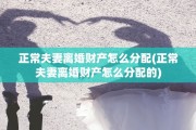 正常夫妻离婚财产怎么分配(正常夫妻离婚财产怎么分配的)