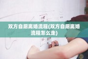 双方自愿离婚流程(双方自愿离婚流程怎么走)