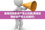 离婚后婚前资产怎么处理(离婚后婚前资产怎么处理好)