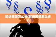 起诉离婚怎么弄(起诉离婚怎么弄?)
