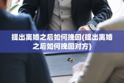 提出离婚之后如何挽回(提出离婚之后如何挽回对方)