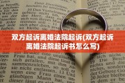 双方起诉离婚法院起诉(双方起诉离婚法院起诉书怎么写)
