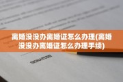 离婚没没办离婚证怎么办理(离婚没没办离婚证怎么办理手续)