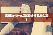离婚政书什么写(离婚书要怎么写)