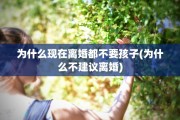 为什么现在离婚都不要孩子(为什么不建议离婚)