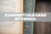 民法典离婚房产分割(民法典离婚房产分割新规定)
