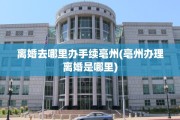 离婚去哪里办手续亳州(亳州办理离婚是哪里)