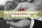离婚诉讼调解能带亲属(离婚诉讼调解能带亲属去吗) 离婚诉讼调解能带亲属(离婚诉讼调解能带亲属去吗)