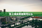 在上海买房离婚可以么