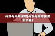 有没有离婚保险(有没有离婚保险怎么查)