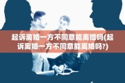 起诉离婚一方不同意能离婚吗(起诉离婚一方不同意能离婚吗?)