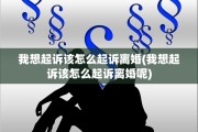 我想起诉该怎么起诉离婚(我想起诉该怎么起诉离婚呢)