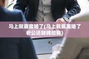 马上就要离婚了(马上就要离婚了老公还转钱给我)