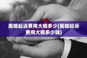 离婚起诉费用大概多少(离婚起诉费用大概多少钱)