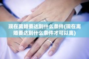 现在离婚要达到什么条件(现在离婚要达到什么条件才可以离)