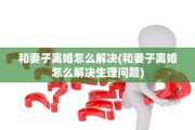 和妻子离婚怎么解决(和妻子离婚怎么解决生理问题)