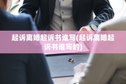 起诉离婚起诉书谁写(起诉离婚起诉书谁写的)