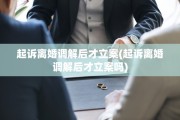 起诉离婚调解后才立案(起诉离婚调解后才立案吗)