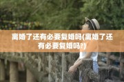 离婚了还有必要复婚吗(离婚了还有必要复婚吗?)