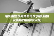 哺乳期协议离婚的范文(哺乳期协议离婚的程序怎么走)