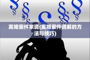 离婚案件家调(离婚案件调解的方法与技巧)