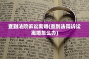 查到法院诉讼离婚(查到法院诉讼离婚怎么办)