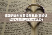 离婚诉讼对方曾经有案底(离婚诉讼对方曾经有案底怎么办)