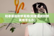 和老婆闹到想离婚(和老婆闹到想离婚怎么办)