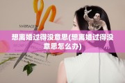 想离婚过得没意思(想离婚过得没意思怎么办)