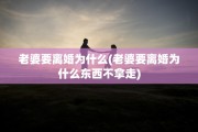 老婆要离婚为什么(老婆要离婚为什么东西不拿走)
