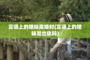 言语上的暧昧离婚时(言语上的暧昧是出轨吗)