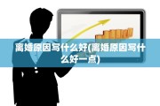 离婚原因写什么好(离婚原因写什么好一点)