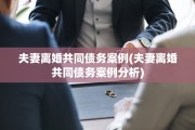 夫妻离婚共同债务案例(夫妻离婚共同债务案例分析)