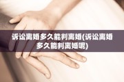 诉讼离婚多久能判离婚(诉讼离婚多久能判离婚呢)