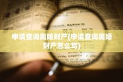 申请查询离婚财产(申请查询离婚财产怎么写)