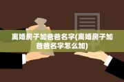 离婚房子加爸爸名字(离婚房子加爸爸名字怎么加)
