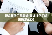 领证怀孕了想离婚(领证怀孕了想离婚怎么办)