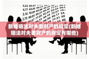 新婚姻法对夫妻财产的规定(新婚姻法对夫妻财产的规定有哪些)