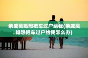 亲戚离婚想把车过户给我(亲戚离婚想把车过户给我怎么办)