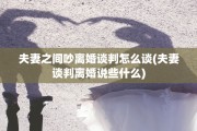 夫妻之间吵离婚谈判怎么谈(夫妻谈判离婚说些什么)