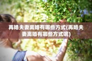 再婚夫妻离婚有哪些方式(再婚夫妻离婚有哪些方式呢)