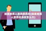 提离婚男人放弃抚养权(提离婚男人放弃抚养权怎么办)