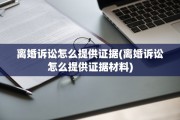离婚诉讼怎么提供证据(离婚诉讼怎么提供证据材料)
