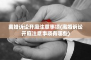离婚诉讼开庭注意事项(离婚诉讼开庭注意事项有哪些)