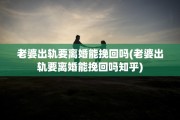 老婆出轨要离婚能挽回吗(老婆出轨要离婚能挽回吗知乎)