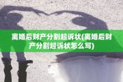 离婚后财产分割起诉状(离婚后财产分割起诉状怎么写)